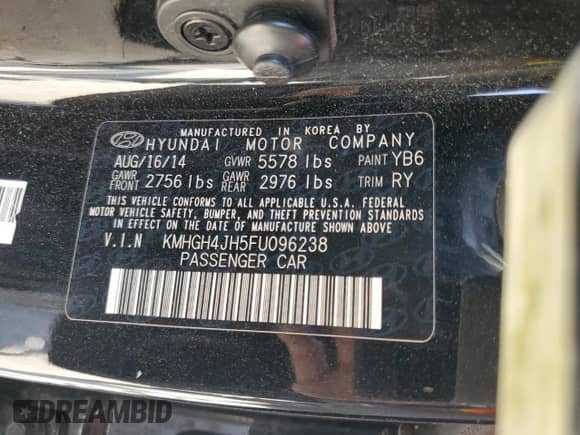 2015 Hyundai Equus Ultimate с VIN KMHGH4JH5FU096238, выставлен на аукционе Copart как лот 52944345 с пробегом 101 090 миль миль и Списание • Salvage title. История ставок и продаж доступна на DreamBid. Изображение 13.