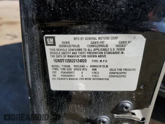 2002 Chevrolet TrailBlazer LT с VIN 1GNDT13S622124820, выставлен на аукционе Copart как лот 87049345 с пробегом 259 181 миль миль и Чистый • Clean title. История ставок и продаж доступна на DreamBid. Изображение 14.