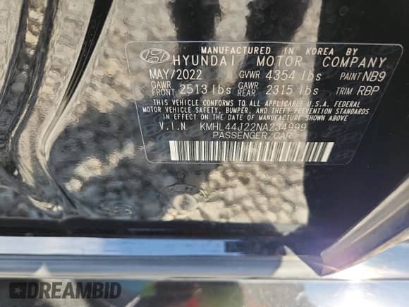 2022 Hyundai Sonata SEL Plus с VIN KMHL44J22NA234999, выставлен на аукционе Copart как лот 81083115 с пробегом 59 682 миль миль и Списание • Salvage title. История ставок и продаж доступна на DreamBid. Изображение 12.