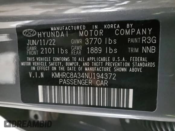 2022 Hyundai Venue SEL с VIN KMHRC8A34NU194372, выставлен на аукционе Copart как лот 84016785 с пробегом 27 332 миль миль и Списание • Salvage title. История ставок и продаж доступна на DreamBid. Изображение 12.