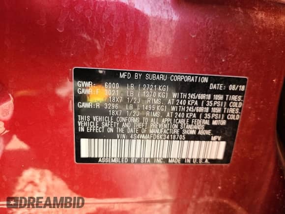 2019 Subaru Ascent Premium с VIN 4S4WMAFD6K3418705, выставлен на аукционе Copart как лот 67782915 с пробегом 81 631 миль миль и Списание • Salvage title. История ставок и продаж доступна на DreamBid. Изображение 13.