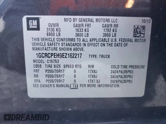 2014 Chevrolet Silverado 1500 Work Truck z VIN 1GCRCPEH9EZ162217, wystawiony jako Copart lot #84883005 z przebiegiem Nie podano mil oraz Szkoda całkowita • Salvage title. Historia ofert i sprzedaży dostępna na DreamBid. Obrazek 13.