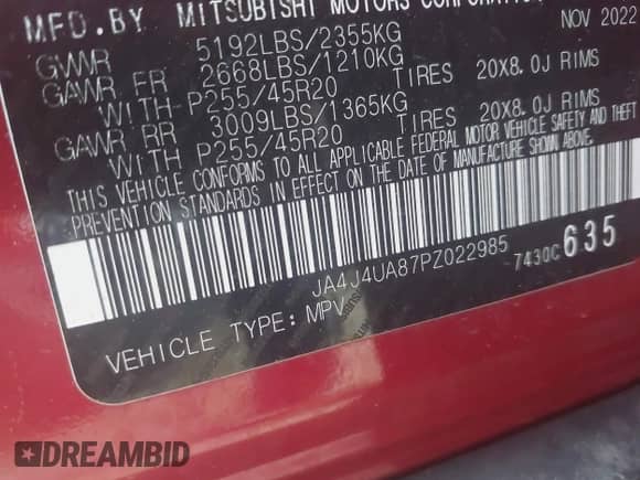 2023 Mitsubishi Outlander SE с VIN JA4J4UA87PZ022985, выставлен на аукционе IAAI как лот 42581541 с пробегом 63 269 миль миль и . История ставок и продаж доступна на DreamBid. Изображение 9.