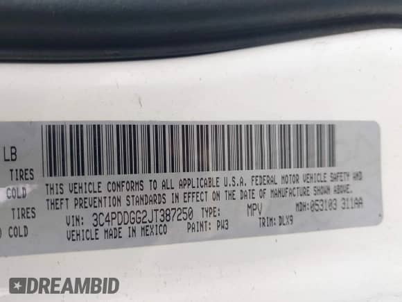 2018 Dodge Journey Crossroad with VIN 3C4PDDGG2JT387250, listed as a IAAI auction lot 42534756 with 134,594 mi miles and . Bid and sale history available at DreamBid. Image 9.