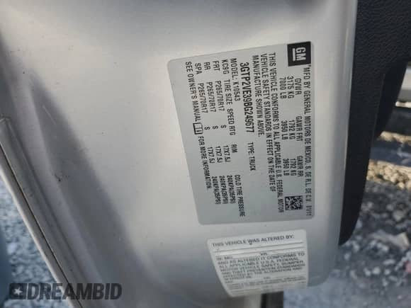 2011 GMC Sierra 1500 SLE with VIN 3GTP2VE39BG249677, listed as a Copart auction lot 71597015 with 161,283 mi miles and Salvage title. Bid and sale history available at DreamBid. Image 12.