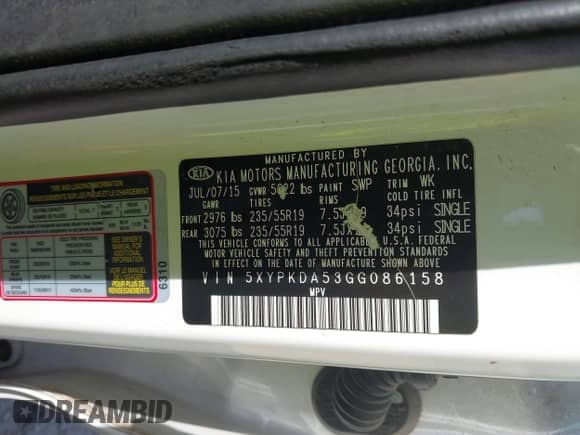 2016 Kia Sorento SXL z VIN 5XYPKDA53GG086158, wystawiony jako IAAI lot #43352887 z przebiegiem 168 301 mil mil oraz . Historia ofert i sprzedaży dostępna na DreamBid. Obrazek 9.