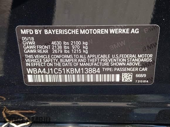 2019 BMW 4 Series 430i z VIN WBA4J1C51KBM13884, wystawiony jako IAAI lot #42243591 z przebiegiem 110 357 mil mil oraz . Historia ofert i sprzedaży dostępna na DreamBid. Obrazek 9.