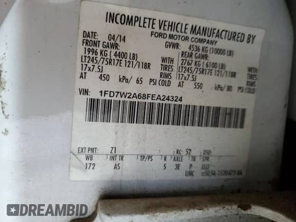 2015 Ford F-250 XL с VIN 1FD7W2A68FEA24324, выставлен на аукционе Copart как лот 85592985 с пробегом 205 548 миль миль и Списание • Salvage title. История ставок и продаж доступна на DreamBid. Изображение 12.