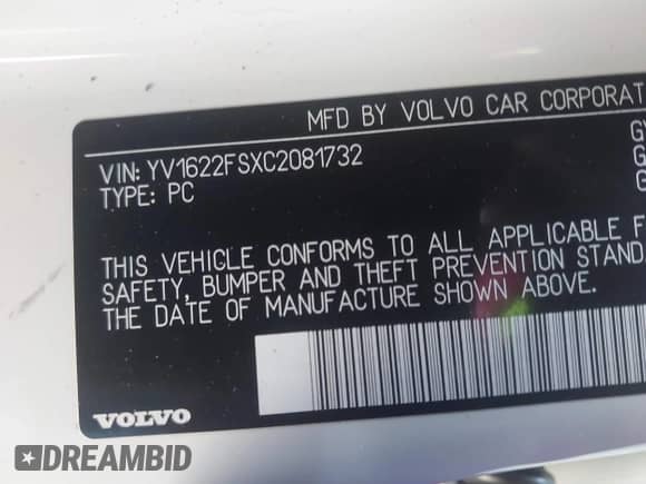 2012 Volvo S60 T5 с VIN YV1622FSXC2081732, выставлен на аукционе IAAI как лот 43127850 с пробегом 152 186 миль миль и . История ставок и продаж доступна на DreamBid. Изображение 9.