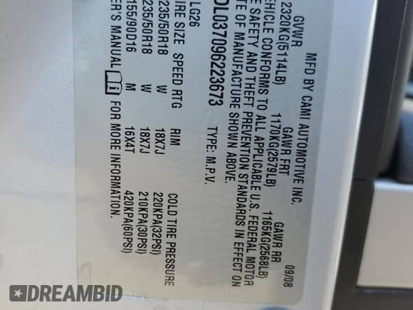 2009 Chevrolet Equinox Sport с VIN 2CNDL037096223673, выставлен на аукционе Copart как лот 52305795 с пробегом 106 547 миль миль и Чистый • Clean title. История ставок и продаж доступна на DreamBid. Изображение 13.