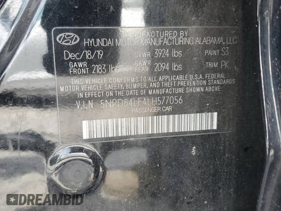 2020 Hyundai Elantra SEL с VIN 5NPD84LF4LH577056, выставлен на аукционе Copart как лот 82093145 с пробегом 102 640 миль миль и Списание • Salvage title. История ставок и продаж доступна на DreamBid. Изображение 13.
