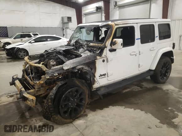 2021 Jeep Wrangler Unlimited Sahara High Altitude with VIN 1C4HJXEM0MW701659, listed as a Copart auction lot 86543654 with Not provided miles and Salvage title. Bid and sale history available at DreamBid. Image 1.