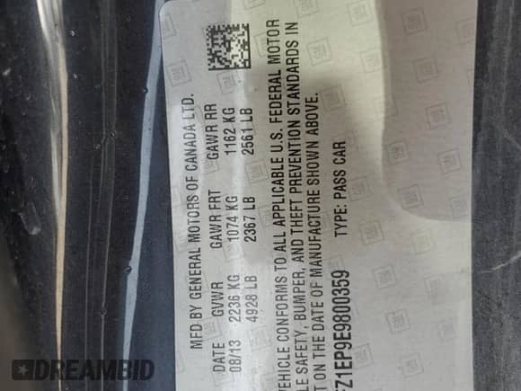 2014 Chevrolet Camaro ZL1 с VIN 2G1FZ1EP9E9800359, выставлен на аукционе Copart как лот 61655895 с пробегом 41 946 миль миль и Списание • Salvage title. История ставок и продаж доступна на DreamBid. Изображение 12.