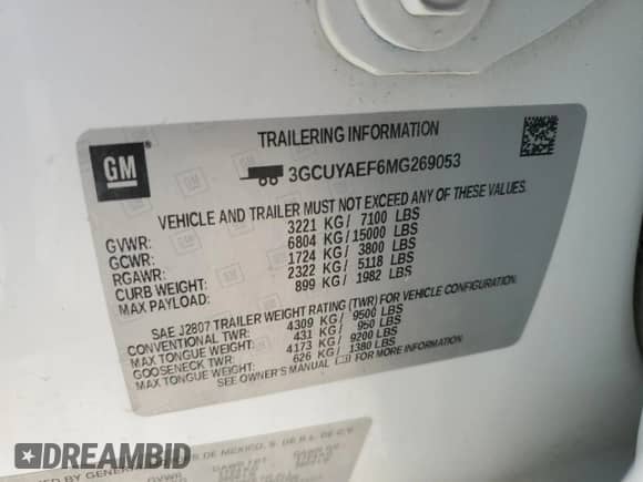 2021 Chevrolet Silverado 1500 Work Truck with VIN 3GCUYAEF6MG269053, listed as a Copart auction lot 80460515 with 61,174 mi miles and Salvage title. Bid and sale history available at DreamBid. Image 12.