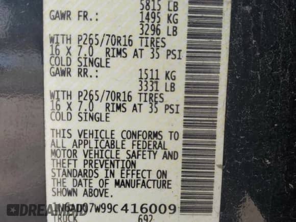 2009 Nissan Frontier SE with VIN 1N6AD07W99C416009, listed as a Copart auction lot 69181885 with 174,263 mi miles and Clean title. Bid and sale history available at DreamBid. Image 12.