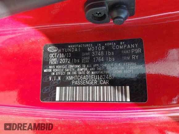 2014 Hyundai Veloster с VIN KMHTC6AD1EU182487, выставлен на аукционе IAAI как лот 43479609 с пробегом 71 862 миль миль и . История ставок и продаж доступна на DreamBid. Изображение 9.