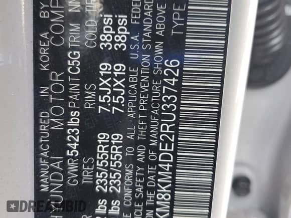 2024 Hyundai Ioniq 5 SE с VIN KM8KM4DE2RU337426, выставлен на аукционе Copart как лот 68038875 с пробегом 7 992 миль миль и Списание • Salvage title. История ставок и продаж доступна на DreamBid. Изображение 13.