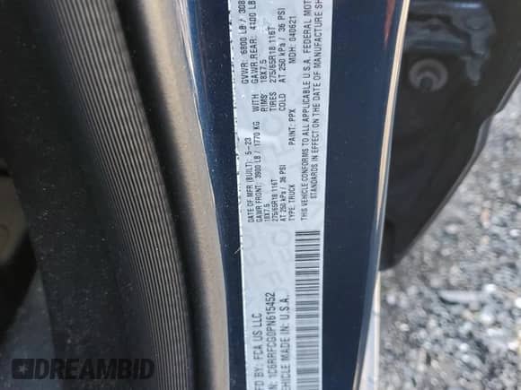 2023 Ram 1500 Tradesman with VIN 1C6RRFCG0PN615452, listed as a Copart auction lot 81348054 with 29,937 mi miles and Salvage title. Bid and sale history available at DreamBid. Image 12.