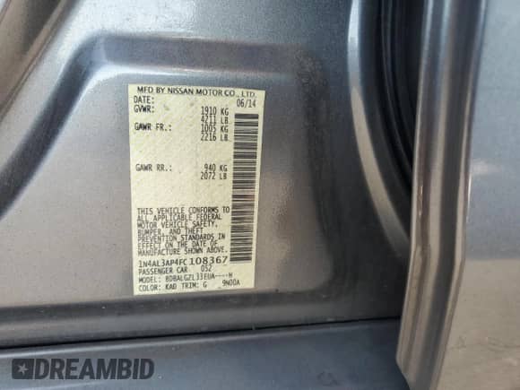 2015 Nissan Altima S z VIN 1N4AL3AP4FC108367, wystawiony jako Copart lot #84301895 z przebiegiem 118 966 mil mil oraz Szkoda całkowita • Salvage title. Historia ofert i sprzedaży dostępna na DreamBid. Obrazek 12.