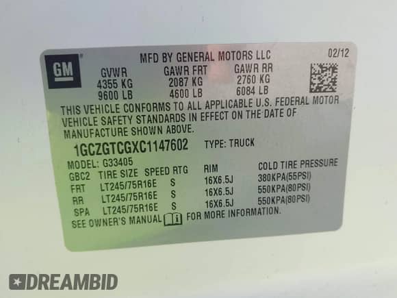 2012 Chevrolet Express Cargo with VIN 1GCZGTCGXC1147602, listed as a IAAI auction lot 42396258 with 286,796 mi miles and . Bid and sale history available at DreamBid. Image 9.