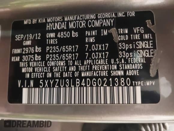 2013 Hyundai Santa Fe Sport с VIN 5XYZU3LB4DG021380, выставлен на аукционе IAAI как лот 43250726 с пробегом 131 412 миль миль и . История ставок и продаж доступна на DreamBid. Изображение 9.