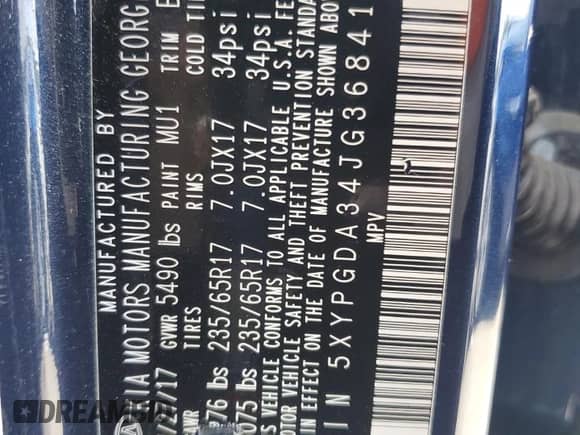 2018 Kia Sorento LX с VIN 5XYPGDA34JG368414, выставлен на аукционе Copart как лот 70930515 с пробегом 75 916 миль миль и На запчасти • Non repairable. История ставок и продаж доступна на DreamBid. Изображение 13.