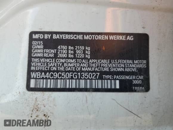 2015 BMW 4 Series 428i xDrive z VIN WBA4C9C50FG135027, wystawiony jako Copart lot #66614055 z przebiegiem 197 564 mil mil oraz Czysty tytuł • Clean title. Historia ofert i sprzedaży dostępna na DreamBid. Obrazek 12.