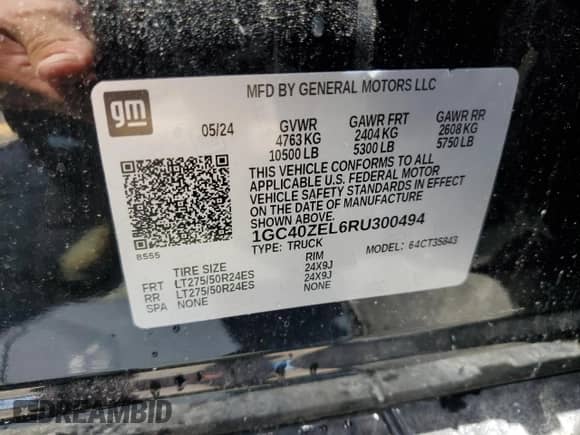 2024 Chevrolet Silverado EV RST с VIN 1GC40ZEL6RU300494, выставлен на аукционе Copart как лот 61742415 с пробегом 6 215 миль миль и Чистый • Clean title. История ставок и продаж доступна на DreamBid. Изображение 12.