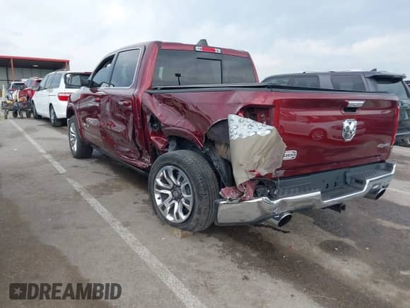 2019 Ram 1500 Longhorn with VIN 1C6SRFKT4KN640718, listed as a IAAI auction lot 42039856 with 45,531 mi miles and . Bid and sale history available at DreamBid. Image 3.