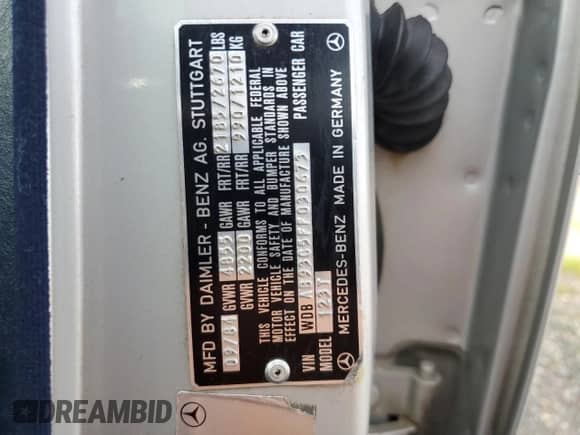 1985 Mercedes-Benz 300 с VIN WDBAB93C5FF030673, выставлен на аукционе Copart как лот 52360325 с пробегом 171 214 миль миль и Чистый • Clean title. История ставок и продаж доступна на DreamBid. Изображение 12.