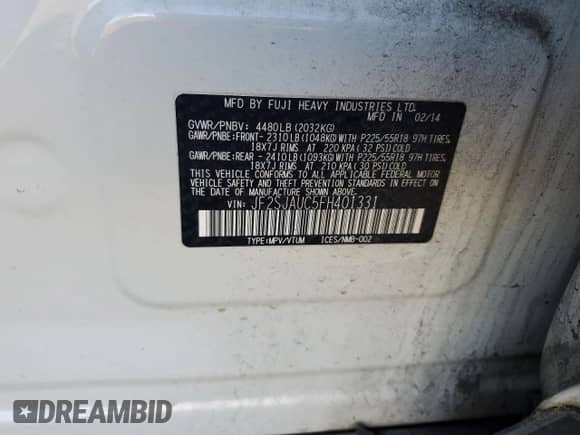 2015 Subaru Forester Touring with VIN JF2SJAUC5FH401331, listed as a Copart auction lot 82628925 with 134,059 mi miles and Clean title. Bid and sale history available at DreamBid. Image 13.