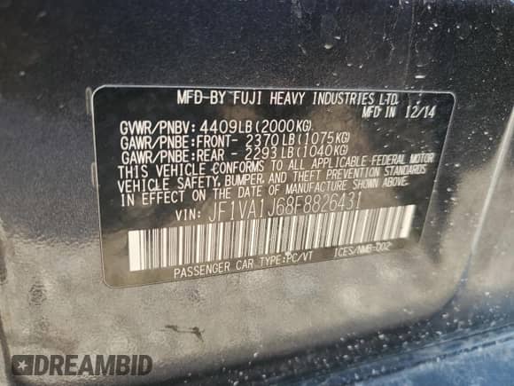 2015 Subaru WRX Limited with VIN JF1VA1J68F8826431, listed as a Copart auction lot 81452605 with 112,069 mi miles and Clean title. Bid and sale history available at DreamBid. Image 12.