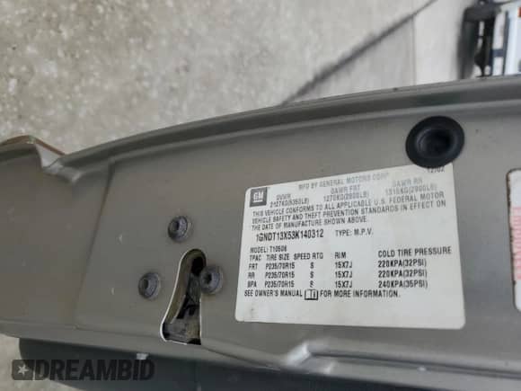 2003 Chevrolet Blazer LS with VIN 1GNDT13X53K140312, listed as a Copart auction lot 68031625 with 183,619 mi miles and Salvage title. Bid and sale history available at DreamBid. Image 12.