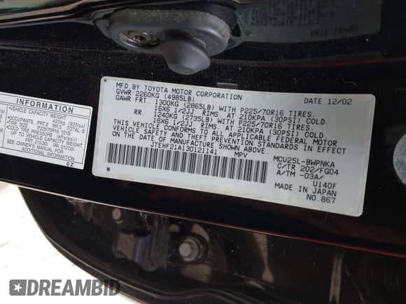 2003 Toyota Highlander с VIN JTEHF21A130121141, выставлен на аукционе IAAI как лот 43132053 с пробегом Не указан миль и . История ставок и продаж доступна на DreamBid. Изображение 9.