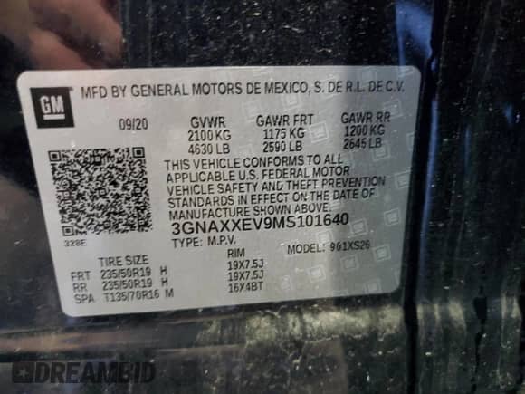 2021 Chevrolet Equinox Premier z VIN 3GNAXXEV9MS101640, wystawiony jako Copart lot #71746225 z przebiegiem 45 872 mil mil oraz Szkoda całkowita • Salvage title. Historia ofert i sprzedaży dostępna na DreamBid. Obrazek 13.