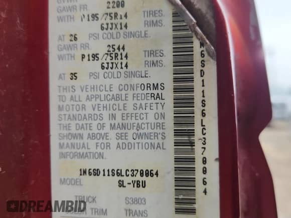 1990 Nissan Frontier с VIN 1N6SD11S6LC370064, выставлен на аукционе Copart как лот 82220495 с пробегом 125 359 миль миль и Списание • Salvage title. История ставок и продаж доступна на DreamBid. Изображение 12.