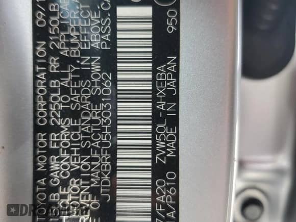 2017 Toyota Prius Two with VIN JTDKBRFU5H3031062, listed as a Copart auction lot 82431085 with 149,670 mi miles and Salvage title. Bid and sale history available at DreamBid. Image 13.