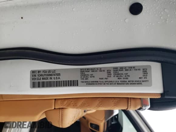 2022 Jeep Grand Cherokee Summit Reserve с VIN 1C4RJYE60N8747025, выставлен на аукционе Copart как лот 78188044 с пробегом 26 114 миль миль и Списание • Salvage title. История ставок и продаж доступна на DreamBid. Изображение 15.