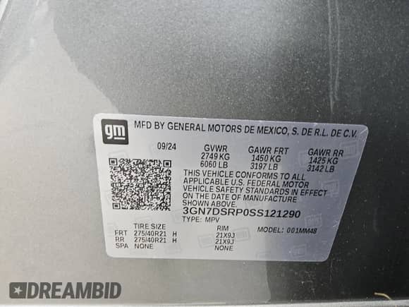 2025 Chevrolet Equinox EV RS с VIN 3GN7DSRP0SS121290, выставлен на аукционе Copart как лот 67999185 с пробегом 1 383 миль миль и Чистый • Clean title. История ставок и продаж доступна на DreamBid. Изображение 13.