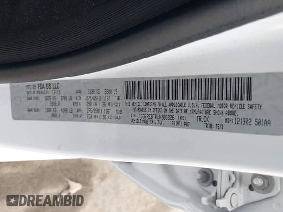 2020 Ram 1500 Big Horn z VIN 1C6RREBT0LN266926, wystawiony jako IAAI lot #41794173 z przebiegiem 126 043 mil mil oraz . Historia ofert i sprzedaży dostępna na DreamBid. Obrazek 9.