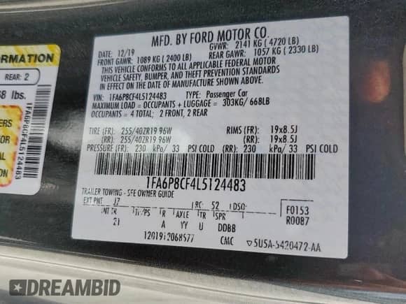 2020 Ford Mustang GT z VIN 1FA6P8CF4L5124483, wystawiony jako Copart lot #80494385 z przebiegiem 51 084 mil mil oraz Szkoda całkowita • Salvage title. Historia ofert i sprzedaży dostępna na DreamBid. Obrazek 13.