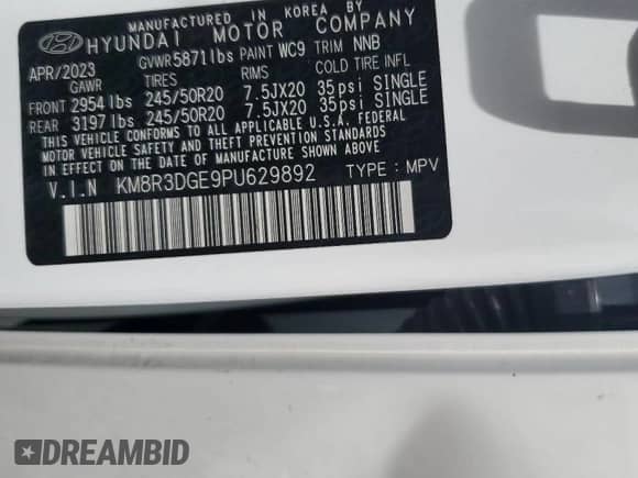 2023 Hyundai Palisade XRT z VIN KM8R3DGE9PU629892, wystawiony jako Copart lot #64610905 z przebiegiem 52 268 mil mil oraz Szkoda całkowita • Salvage title. Historia ofert i sprzedaży dostępna na DreamBid. Obrazek 14.