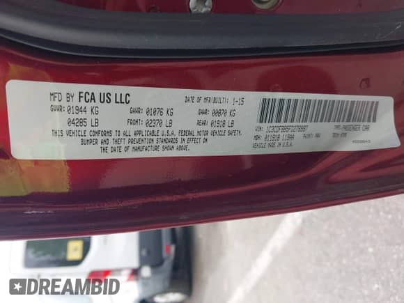 2015 Dodge Dart SXT with VIN 1C3CDFBB5FD278997, listed as a IAAI auction lot 43289715 with 76,252 mi miles and . Bid and sale history available at DreamBid. Image 9.