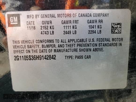 2017 Chevrolet Impala LT with VIN 2G1105S36H9142842, listed as a Copart auction lot 81528445 with 185,100 mi miles and Salvage title. Bid and sale history available at DreamBid. Image 13.