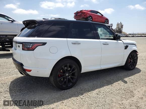 2020 Land Rover Range Rover Sport HST with VIN SALWS2RU1LA714605, listed as a Copart auction lot 65402635 with 53,110 mi miles and Salvage title. Bid and sale history available at DreamBid. Image 3.