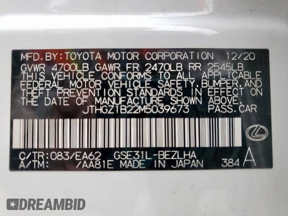 2021 Lexus IS 350 F Sport z VIN JTHGZ1B22M5039673, wystawiony jako Copart lot #62769805 z przebiegiem 71 385 mil mil oraz Szkoda całkowita • Salvage title. Historia ofert i sprzedaży dostępna na DreamBid. Obrazek 13.