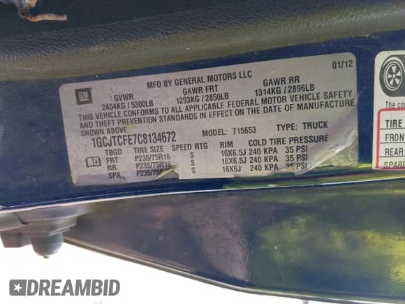 2012 Chevrolet Colorado 1LT с VIN 1GCJTCFE7C8134672, выставлен на аукционе IAAI как лот 42485890 с пробегом 184 109 миль миль и . История ставок и продаж доступна на DreamBid. Изображение 9.