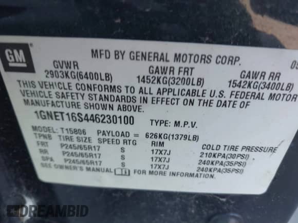 2004 Chevrolet TrailBlazer EXT LT с VIN 1GNET16S446230100, выставлен на аукционе IAAI как лот 41389119 с пробегом 177 363 миль миль и . История ставок и продаж доступна на DreamBid. Изображение 9.