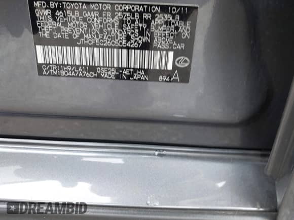 2012 Lexus IS 250 z VIN JTHCF5C26C5054267, wystawiony jako IAAI lot #42745292 z przebiegiem Nie podano mil oraz . Historia ofert i sprzedaży dostępna na DreamBid. Obrazek 9.