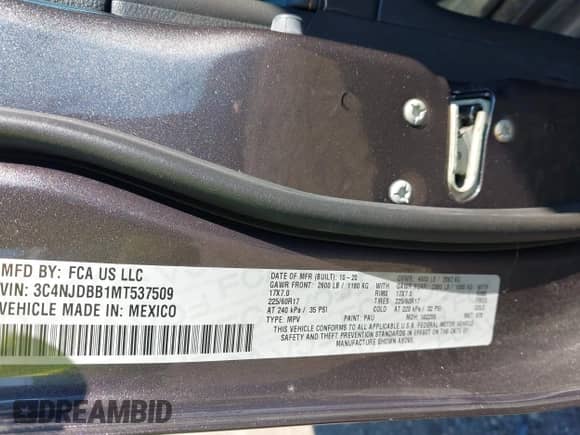 2021 Jeep Compass Latitude with VIN 3C4NJDBB1MT537509, listed as a IAAI auction lot 43492361 with 42,384 mi miles and . Bid and sale history available at DreamBid. Image 9.